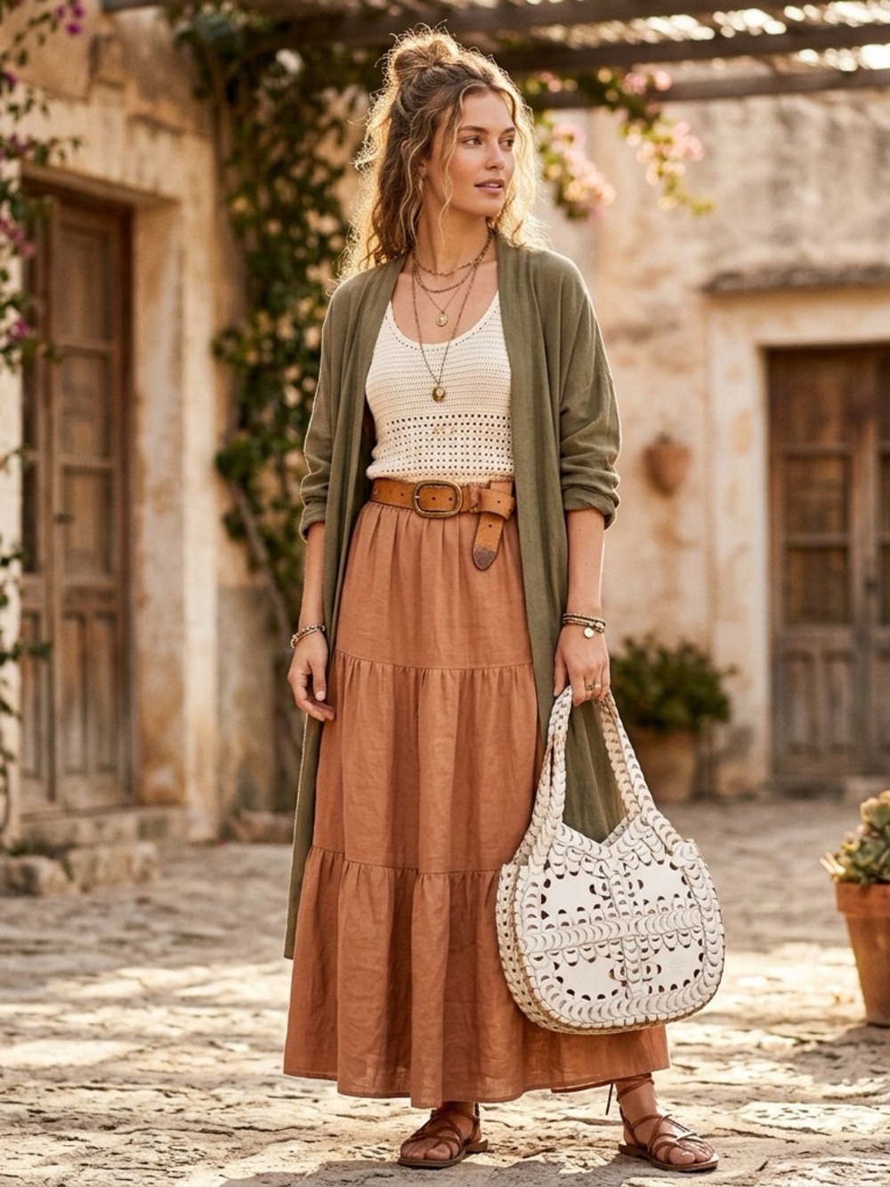 NWT Patricia Nash Giraldi Hobo - White Woven Leather Chain Link Collection